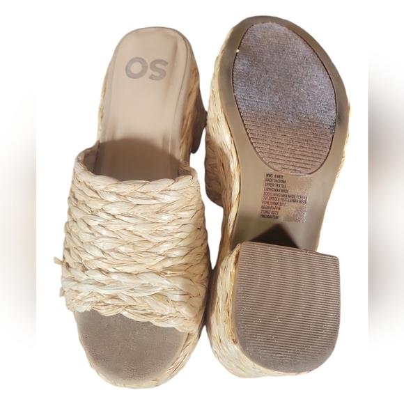 SO Women's Beena Raffia Platform Slip-on Mules Sz 8M - Picture 7 of 11